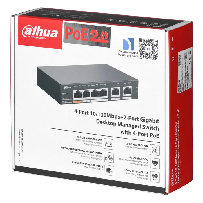 Switch Dahua CS4006-4ET-60 - SwitchesKIL-SWI<<<CommunicationKIL<<<ActionPL&&&Компютър Мрежи и компоненти<<<Компютри|