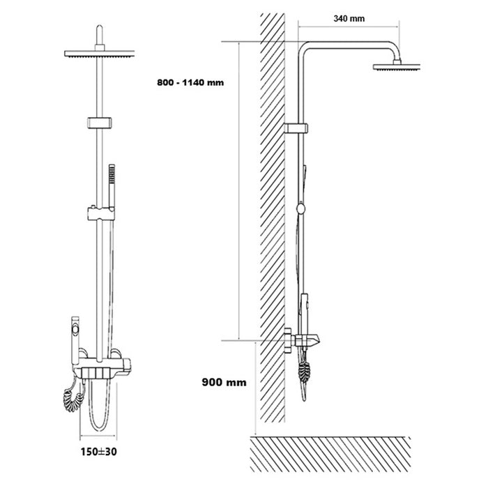 SHOWER SYSTEM PIANO KEY SYNCHRO SKL-205308 GR
