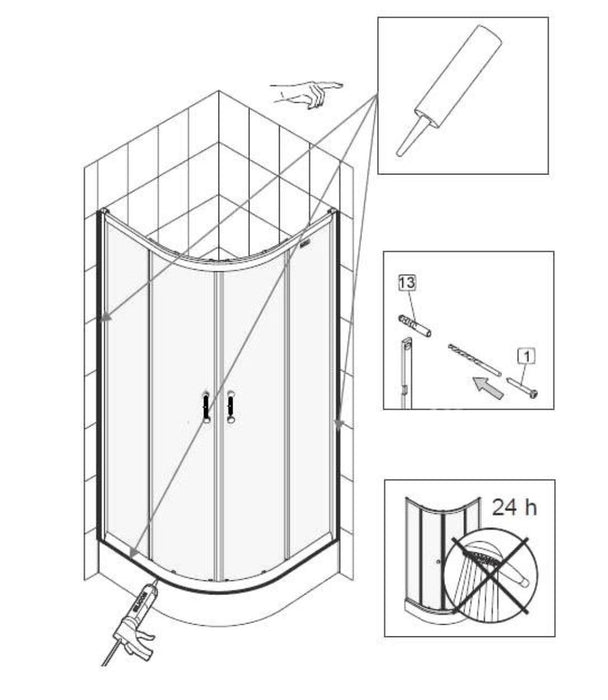 SHOWER CABIN 90X90CM GLASS. MATT