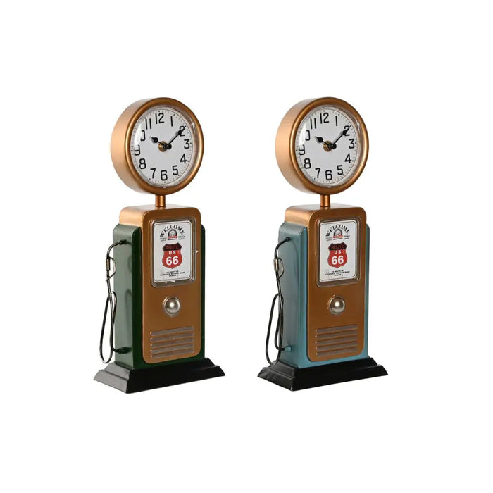 Table clock Home ESPRIT Green Orange Vintage gasolinera (2 Units) - Декорация и Осветление<<<Дом
