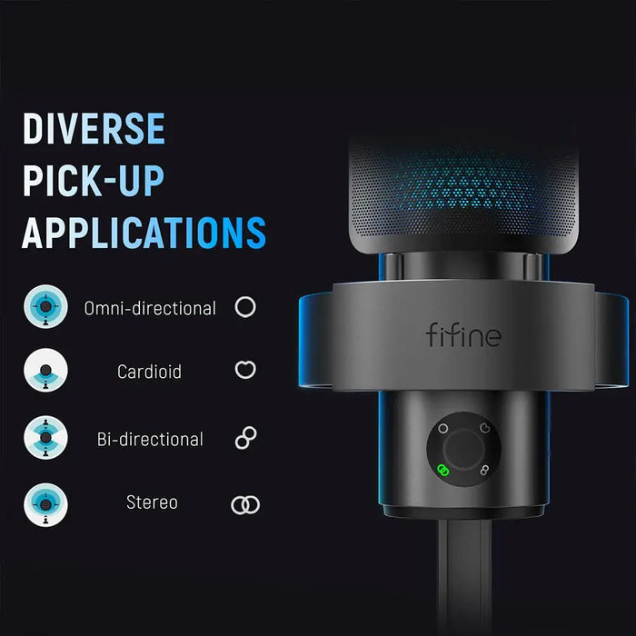 Table Microphone FIFINE A9 RGB 4 Polar Patterns- Black - Микрофони<<<Компютърна периферия<<<ValiAPI