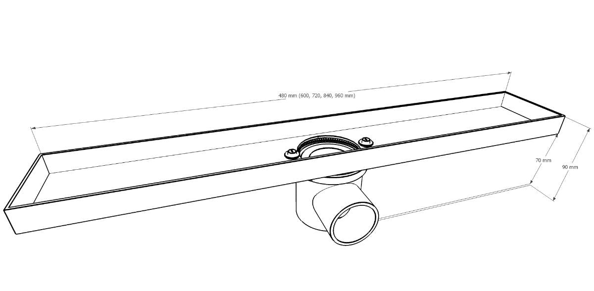 LINEAR SIPHON FOR TILE 840MM INOX