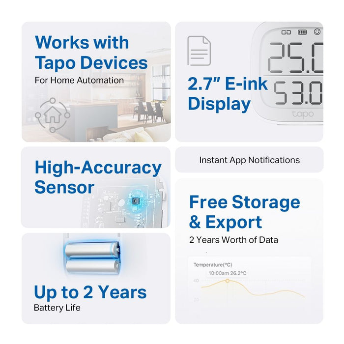 TP-Link Smart Temperature & Humidity Monitor T315, White EU