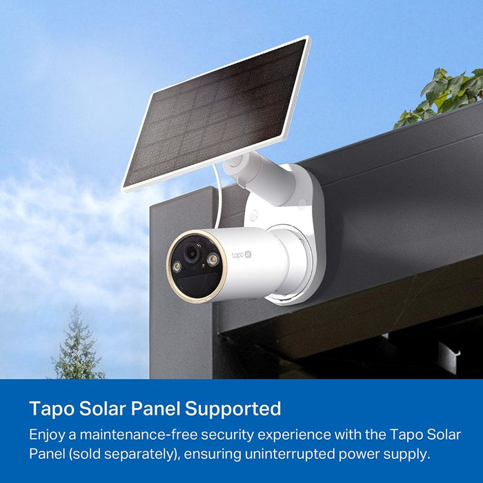 TP-Link Tapo Wire-Free Indoor/Outdoor Security Camera SPEC:4K UHD (3840x2160), H.265/H.264 Supported, 16x UHD Digital Zoom, 2.4/5 GHz Dual Band Wi-Fi, 10000mAh Rechargeable Lithium-ion Battery