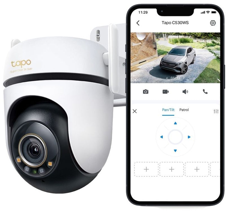TP-Link Camera Tapo C530WS Wi-Fi Outdoor Pan/Tilt Security 3K 5MP, Night Vision, White EU