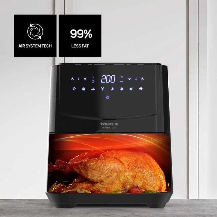 Taurus AF1450XD Single 5 L Stand-alone 1450 W Hot air fryer Black Stainless steel - FryersAGD-FRY<<<Home Appliance