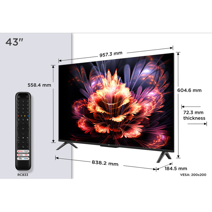 TV TCL 43P61K 4K Ultra HD LED SMART TV, GOOGLE TV, 43.0 ", 108.0 cm