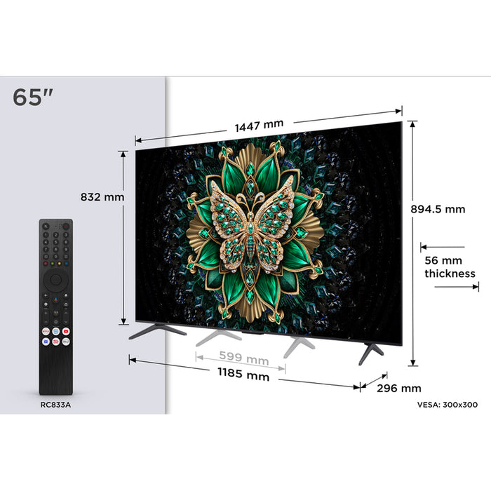 TV TCL 65MQLED75K 4K Ultra HD QD-Mini LED SMART TV, GOOGLE TV, 65.0 ", 164.0 cm