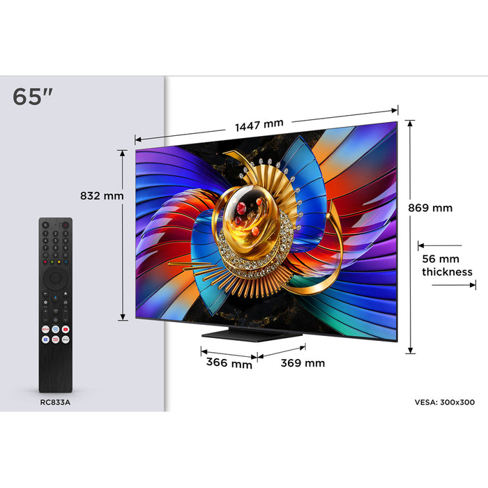 TV TCL 65Q7D, 65"(164 cm), SQD-Mini LED, 4K Ultra HD, Smart TV, Google TV