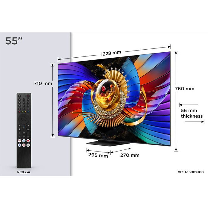 TV TCL 55Q7D, 55"(139 cm), SQD-Mini LED, 4K Ultra HD, Smart TV, Google TV