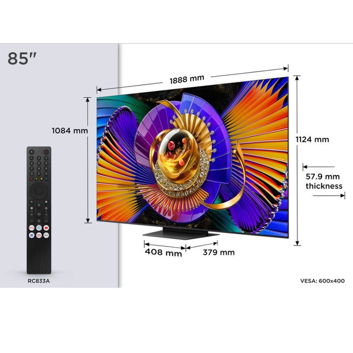 TV TCL 85C7L, 215 cm, 3840x2160 UHD-4K, 85 inch, Android, Mini LED, Smart TV