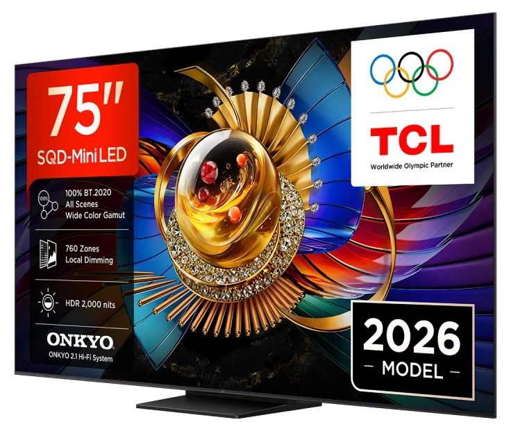 TV TCL 75Q7D, 75"(189 cm), SQD-Mini LED, 4K Ultra HD, Smart TV, Google TV