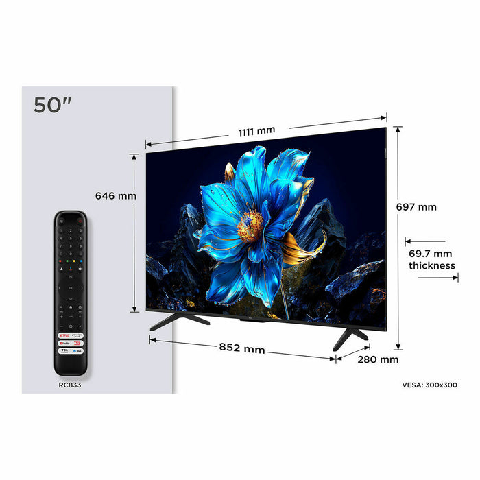 TV TCL QLED 50P7K, 50" 4K Ultra HD, Smart TV 2025
