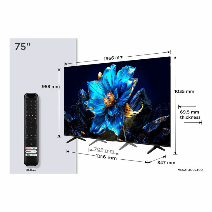 Smart TV TCL 75P7K 75" 4K Ultra HD HDR QLED