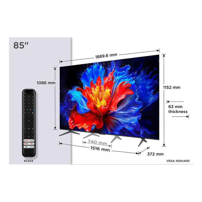 Smart TV TCL 85P8K 85" 4K Ultra HD HDR QLED