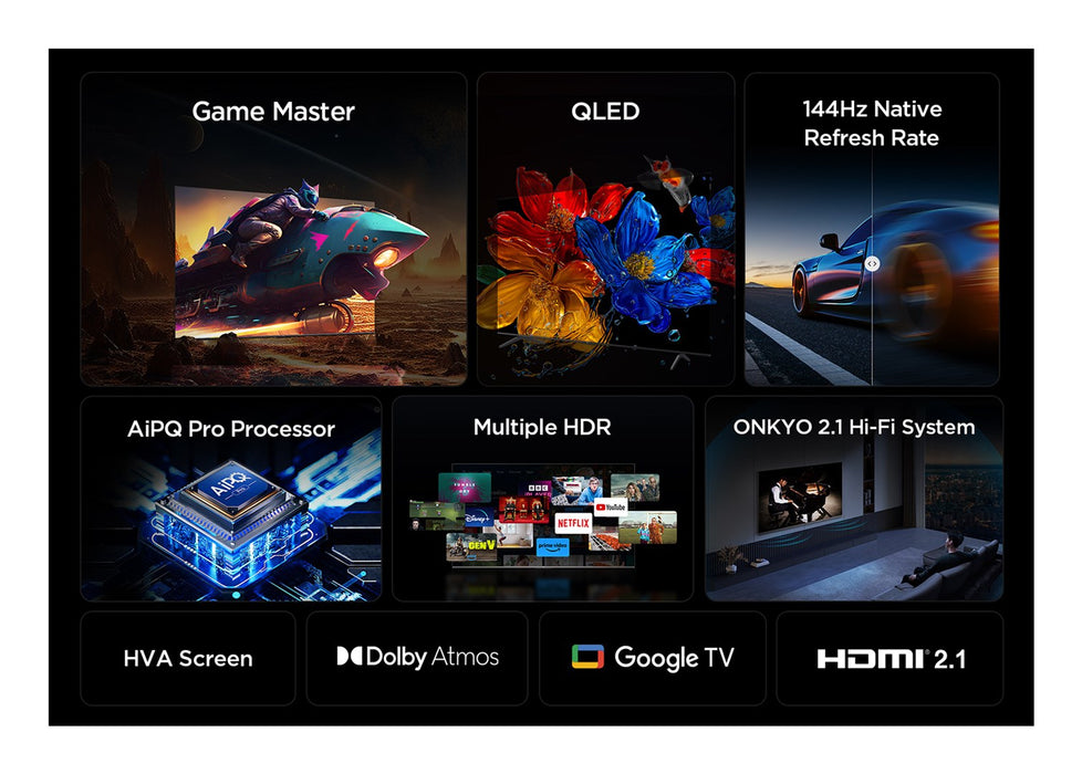 TV TCL 98P8K QLED TV, 98", 4K Ultra HD, AiPQ Pro Processor