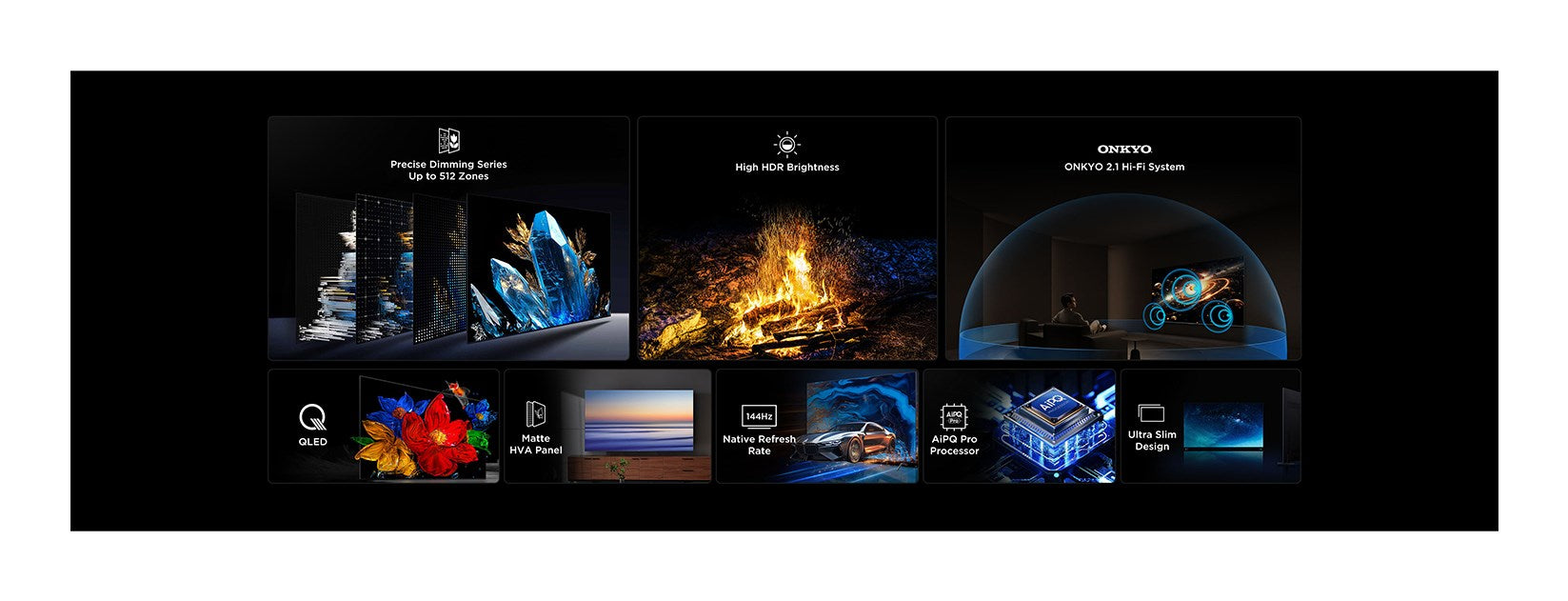 TV TCL 98C6K, 98" QD-MiniLED, 4K Ultra HD, ONKYO 2.1 Hi-Fi System