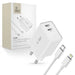 Tech-Protect C35W 2x USB-C PD 35W Wall Charger with USB-C / Lightning Cable - White - Cell phone USB charger<<<HurtelXML