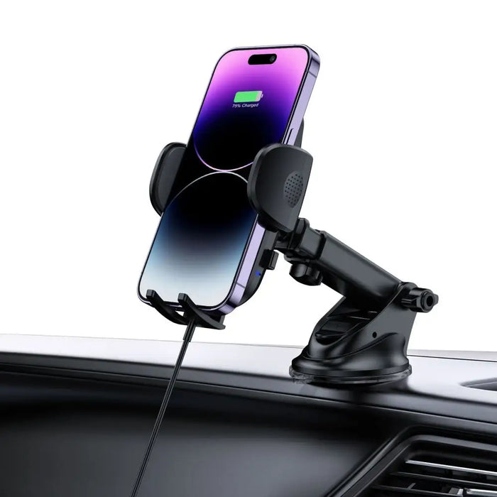 Tech-Protect CM15W-V1 Car Phone Holder with 15W Inductive Charger for Cockpit/Air Vent - Black - Cell phone USB