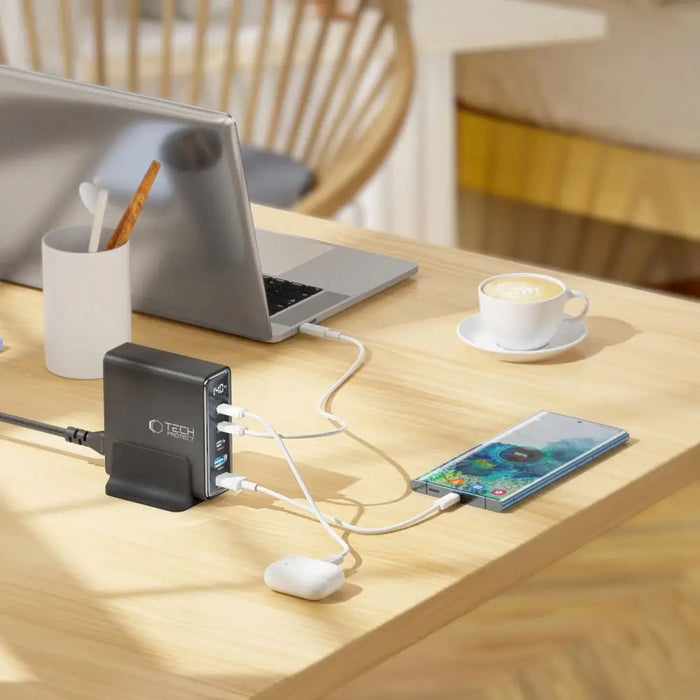 Tech-Protect DC140W-GAN 5-PORT PD140W/QC3.0 Charging Station - Black - Cell phone USB charger<<<HurtelXML