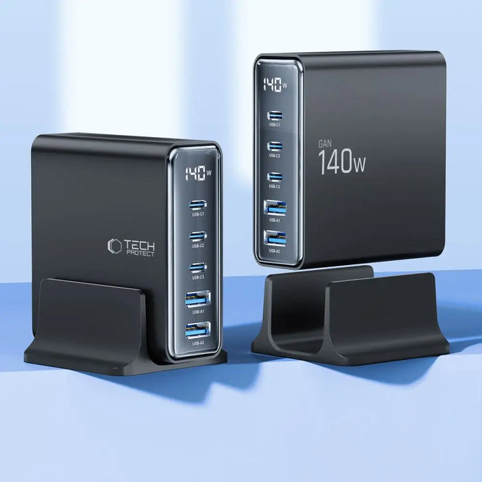 Tech-Protect DC140W-GAN 5-PORT PD140W/QC3.0 Charging Station - Black - Cell phone USB charger<<<HurtelXML