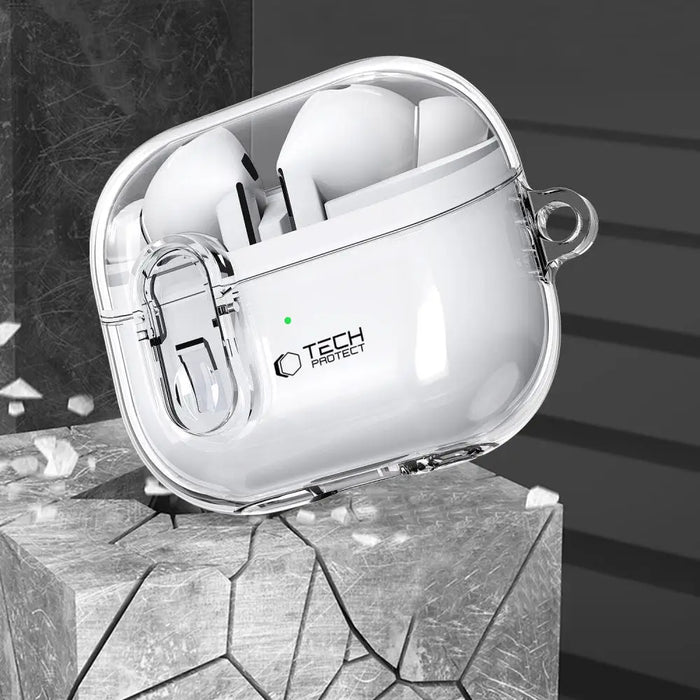 Tech-Protect FlexAir Case with Carabiner for Samsung Galaxy Buds 3 / 3 Pro - Transparent - Cell phone cases