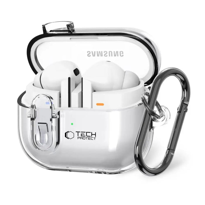 Tech-Protect FlexAir Case with Carabiner for Samsung Galaxy Buds 3 / 3 Pro - Transparent - Cell phone cases