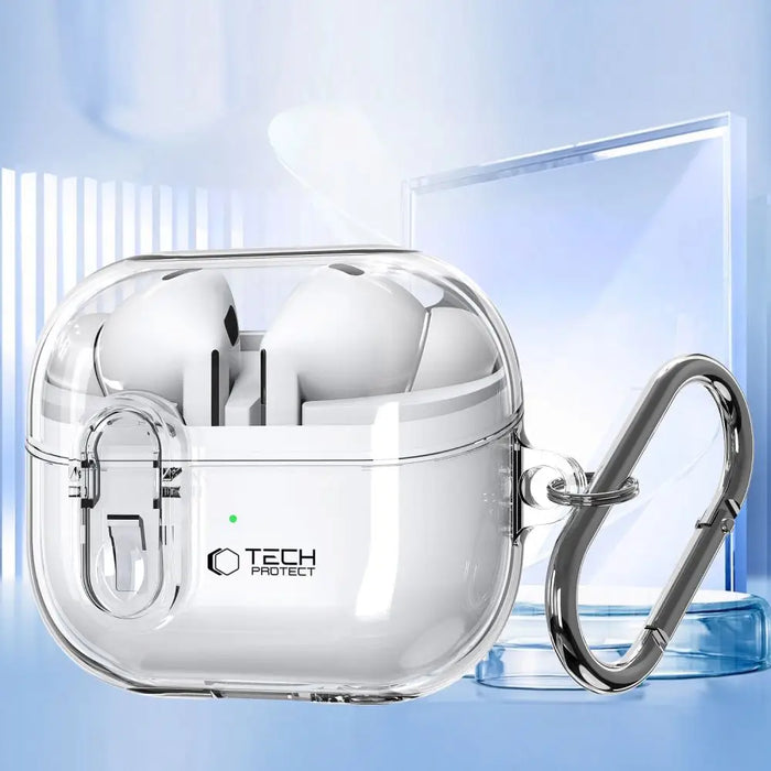 Tech-Protect FlexAir Case with Carabiner for Samsung Galaxy Buds 3 / 3 Pro - Transparent - Cell phone cases