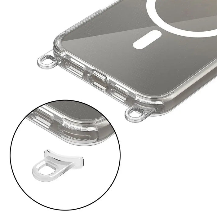 Tech-Protect FlexAir Chain MagSafe Case for iPhone 16 Pro - Clear + 2 Lanyards (Black and Taupe) - Cell phone cases