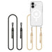 Tech-Protect FlexAir Chain MagSafe iPhone 16 Case - Clear + 2 Lanyards (Black & Taupe) - Cell phone cases