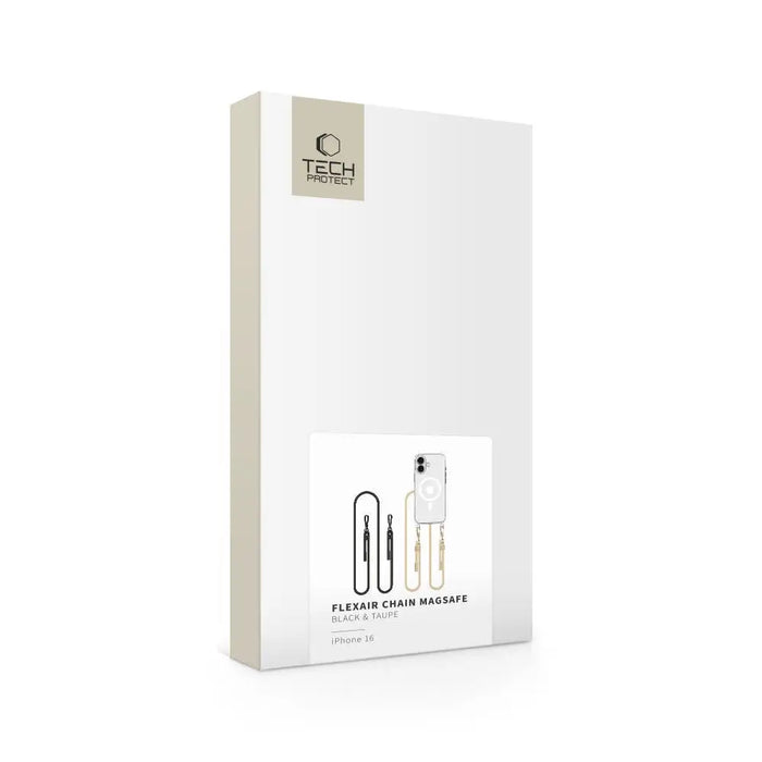 Tech-Protect FlexAir Chain MagSafe iPhone 16 Case - Clear + 2 Lanyards (Black & Taupe) - Cell phone cases
