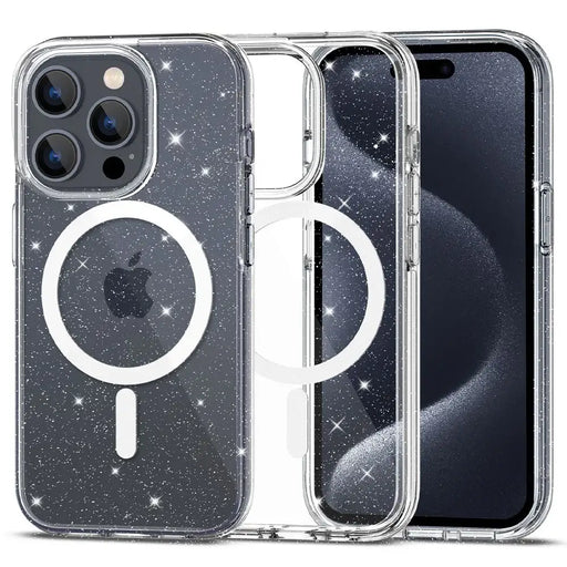 Tech-Protect FlexAir Hybrid MagSafe iPhone 15 Pro Case - Clear Glitter - Cell phone cases and covers<<<HurtelXML