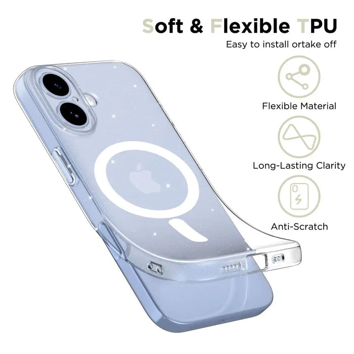Tech-Protect FlexAir MagSafe Case for iPhone 17 - Clear Glitter - Cell phone cases and covers<<<HurtelXML