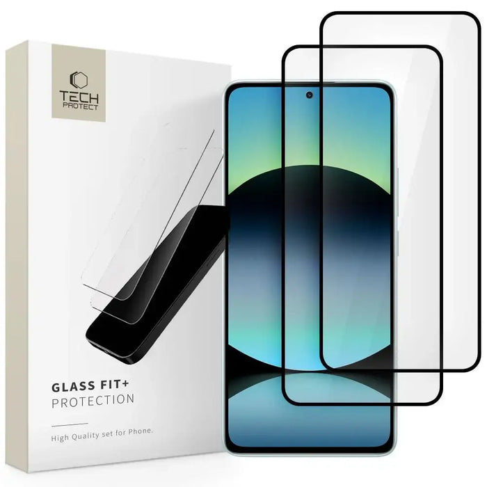 Tech-Protect Glass Fit +2-Pack Tempered Glass for Xiaomi Redmi Note 14 4G / 5G - Black - Cell phone tempered