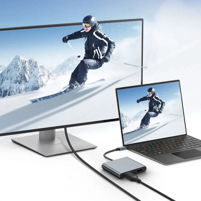 Tech-Protect HB08 4in1 USB-C + USB2.0 + 2 x HDMI 4K 60HZ adapter - gray - USB adapters<<<HurtelXML