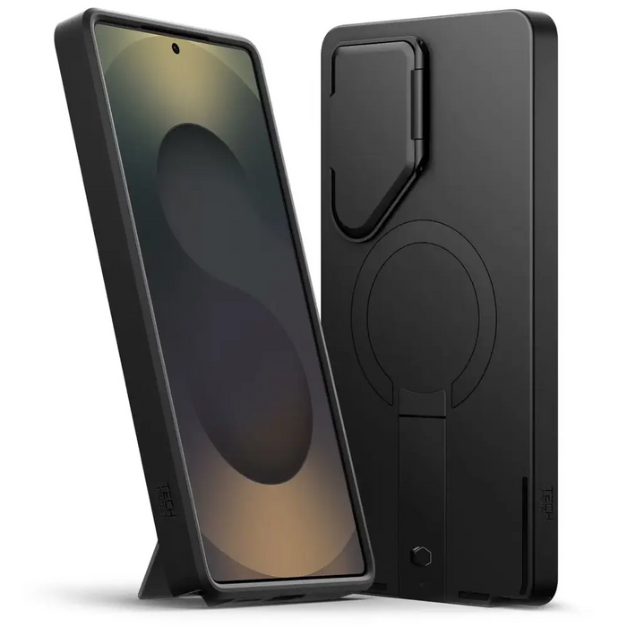 Tech-Protect Kevlar Aura MagSafe Case for Samsung Galaxy S25 Ultra - Black/Orange - Cell phone cases