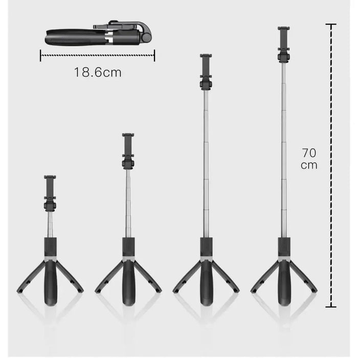 Tech-Protect L01S Bluetooth Selfie Stick with Tripod up to 70cm - Black - Photo accessories<<<HurtelXML