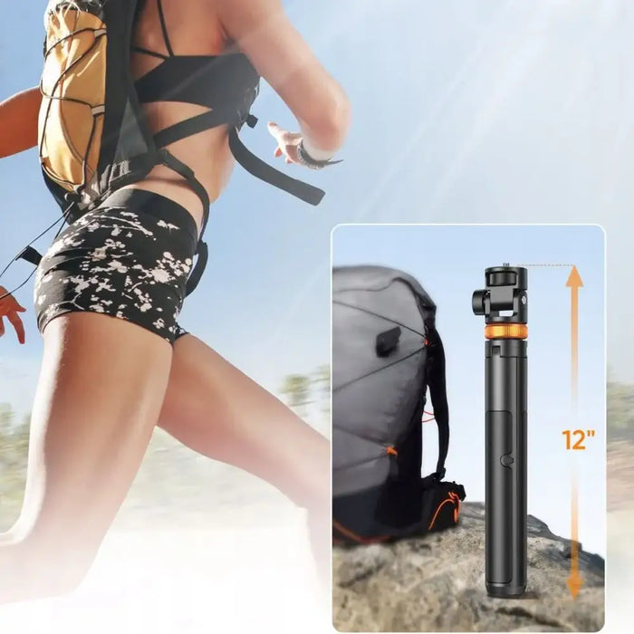 Tech-Protect L03S Bluetooth selfie stick with remote control tripod up to 148cm and head 180 - black - Photo