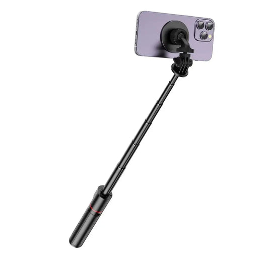 Tech-Protect L06S Bluetooth magnetic selfie stick with MagSafe remote control tripod up to 82cm and 360 head - black