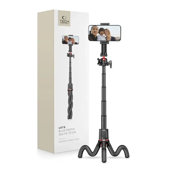 Tech-Protect L07S Bluetooth Selfie Stick with Flexible Tripod up to 54cm and 360 Head - Black - Photo