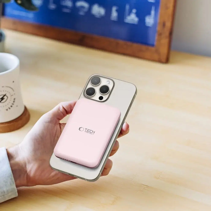Tech-Protect LifeMag PB10 Powerbank with MagSafe 5000mAh 15W USB-C port - pink + USB-C cable - Powerbanks<<<HurtelXML