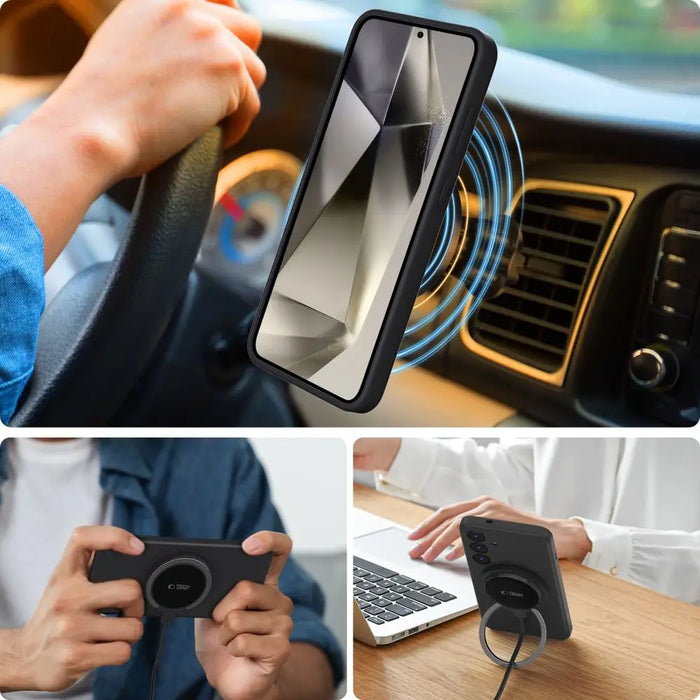 Tech-Protect Liquid Silicone MagSafe Case for Samsung Galaxy S25+ - Black - Cell phone cases and covers<<<HurtelXML