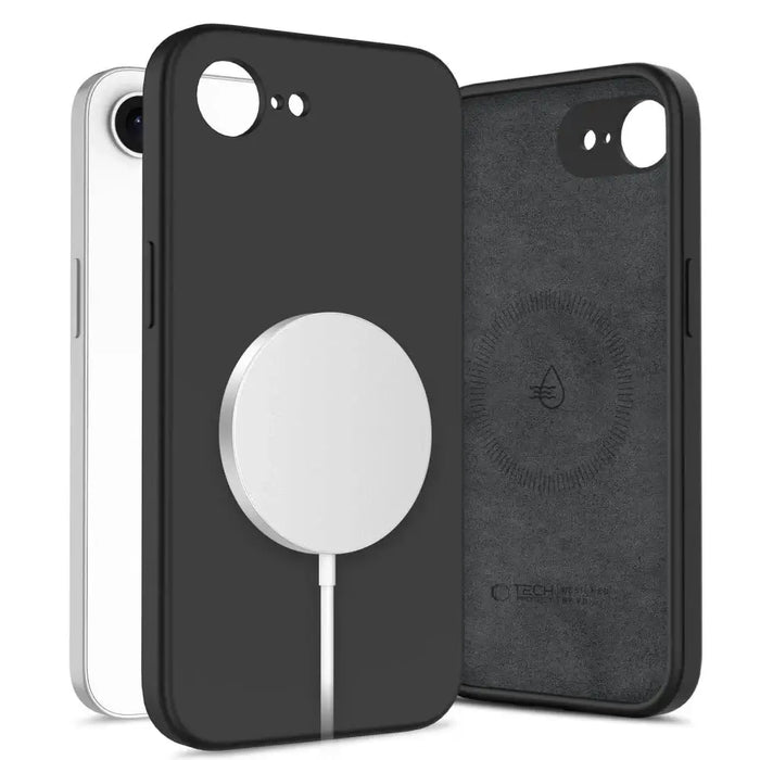 Tech-Protect Liquid Silicone MagSafe iPhone 16e Case - Black - Cell phone cases and covers<<<HurtelXML