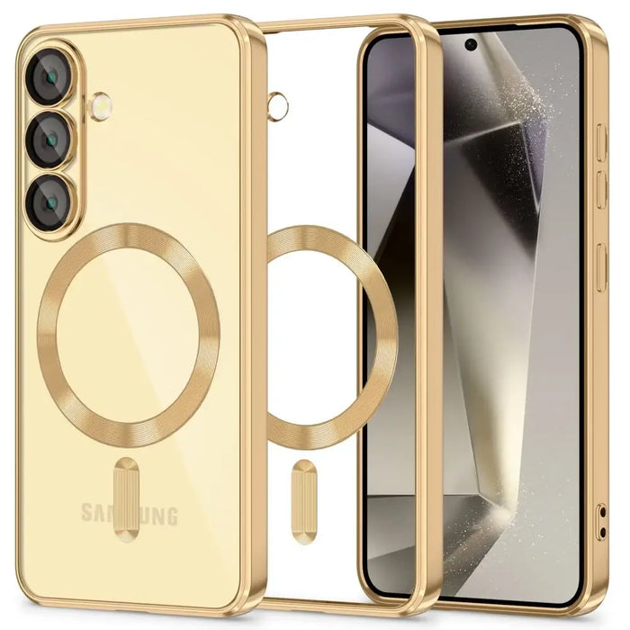Tech-Protect MagFlex MagSafe Case for Samsung Galaxy S25 - Transparent Gold - Cell phone cases and covers<<<HurtelXML