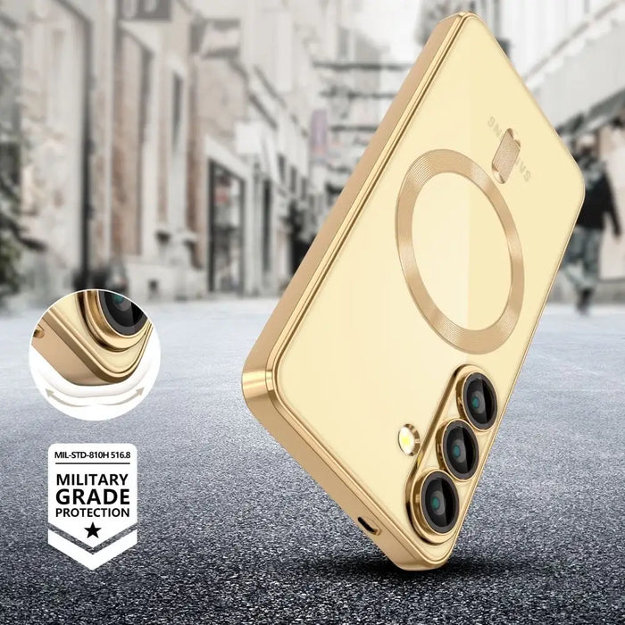 Tech-Protect MagFlex MagSafe Case for Samsung Galaxy S25 - Transparent Gold - Cell phone cases and covers<<<HurtelXML