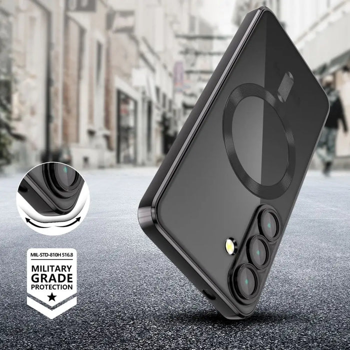 Tech-Protect MagMat MagSafe Case for Samsung Galaxy S25 - Clear Black - Cell phone cases and covers<<<HurtelXML