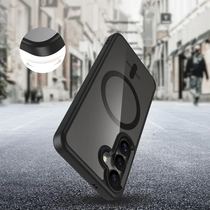 Tech-Protect MagMat MagSafe Case for Samsung Galaxy S25 - Clear Black - Cell phone cases and covers<<<HurtelXML