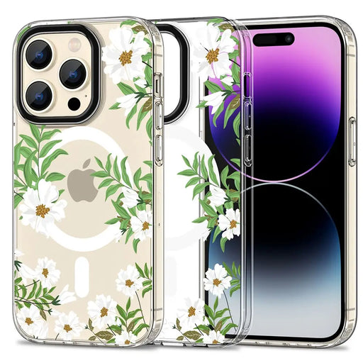 Tech-Protect MagMood MagSafe case for iPhone 15 Pro - daisies with leaves - Cell phone cases and covers<<<HurtelXML