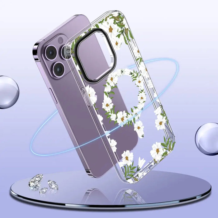 Tech-Protect MagMood MagSafe iPhone 15 Pro Max Case - White Daisies - Cell phone cases and covers<<<HurtelXML