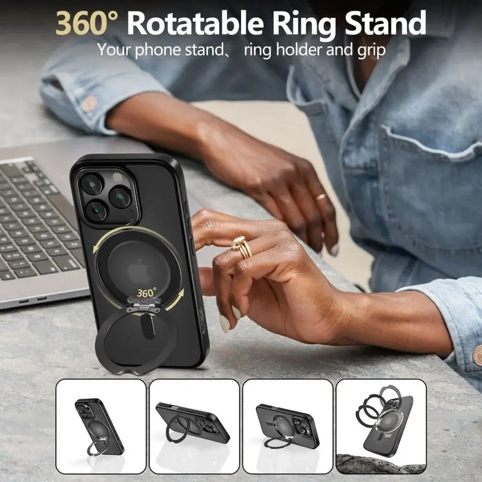 Tech-Protect MagRing MagSafe Case with Stand for iPhone 16 Pro - Black - Cell phone cases and covers<<<HurtelXML